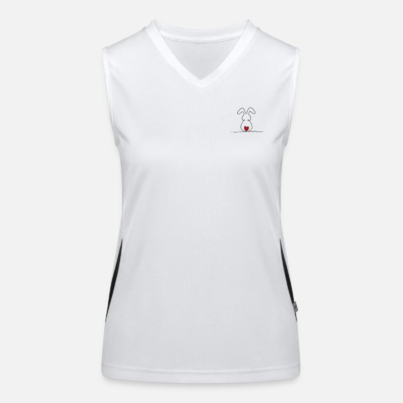 One-line bunny with red tail - Women's Functional Contrast Tank Top - white/black