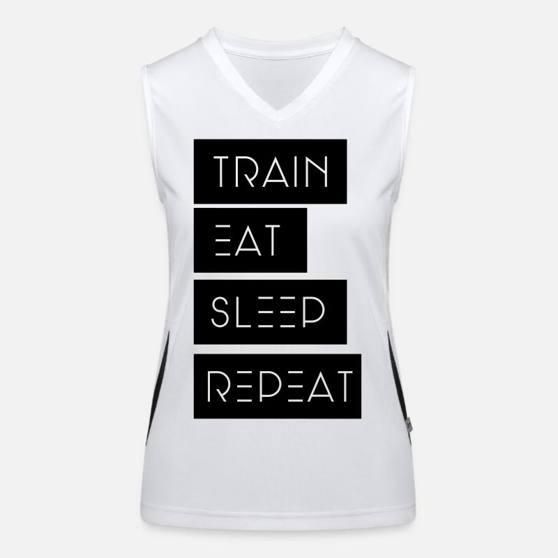 Train Eat sleep Repeat Funktionelles Kontrast-Tank Top für Frauen