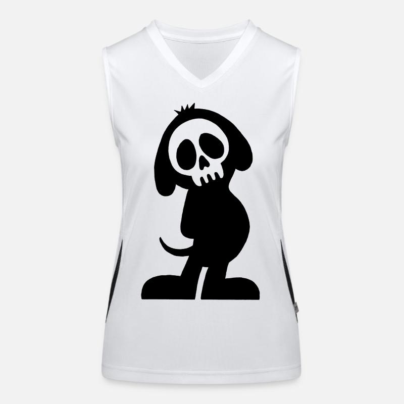 Schwarzer Hundeschädel Funktionelles Kontrast-Tank Top für Frauen