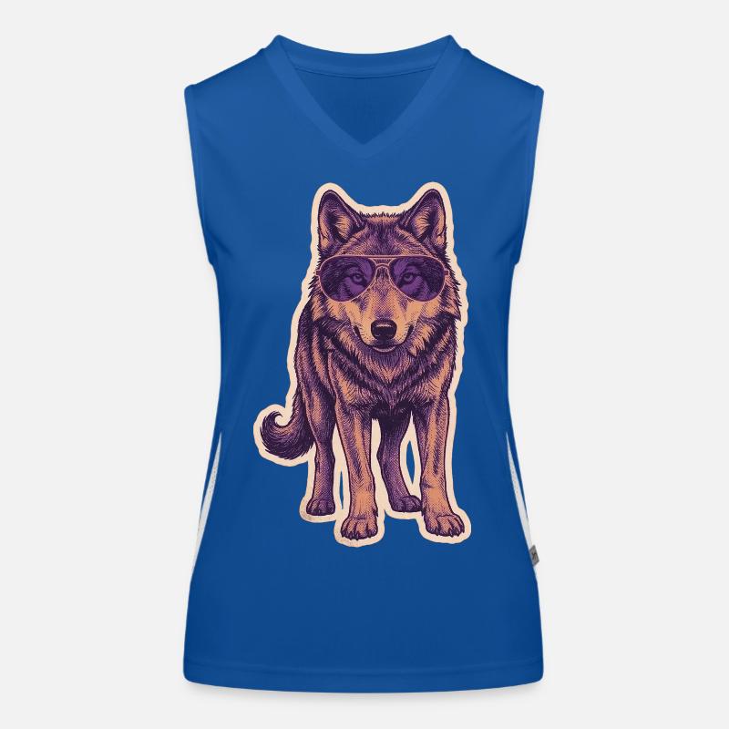 Wolf Mit Sonnenbrille Funktionelles Kontrast-Tank Top für Frauen