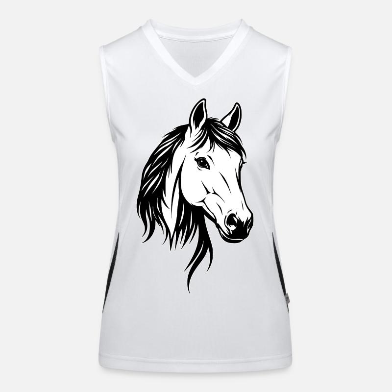 Pferdekopf Schwarz-Weiß Funktionelles Kontrast-Tank Top für Frauen