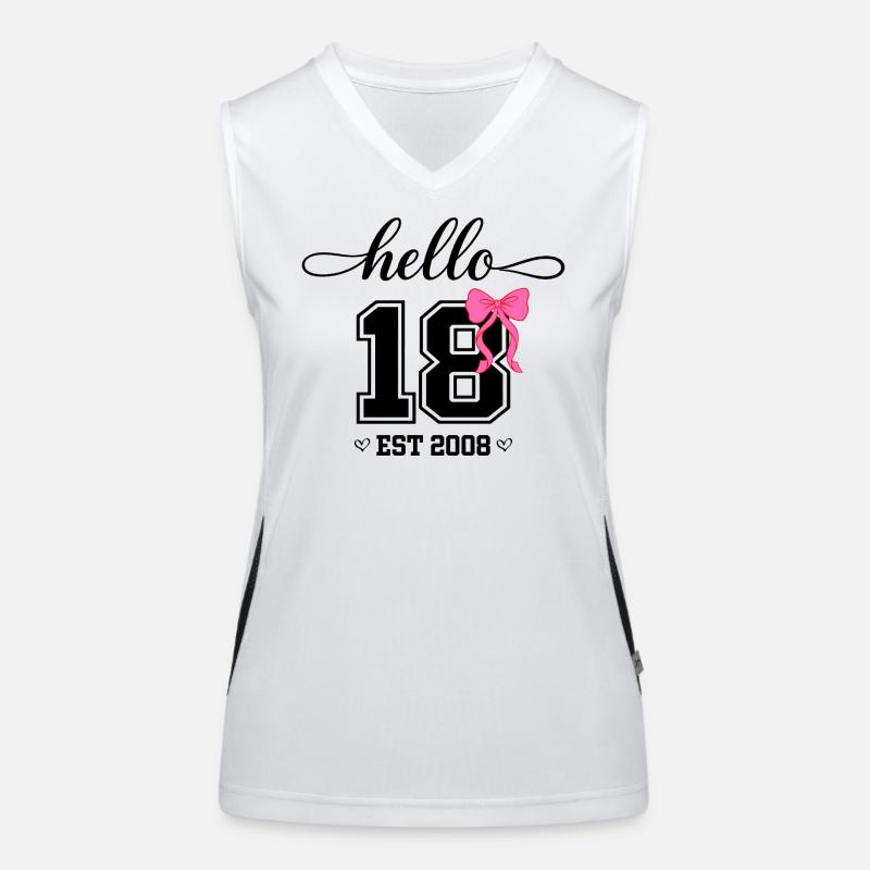 Hello 18 Est 2008 Damen Geburtstag Design Funktionelles Kontrast-Tank Top für Frauen