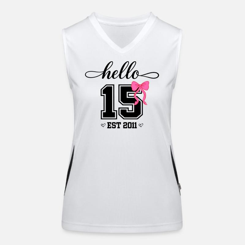 Hello 15 Est 2011 Mädchen Geburtstag Design Funktionelles Kontrast-Tank Top für Frauen