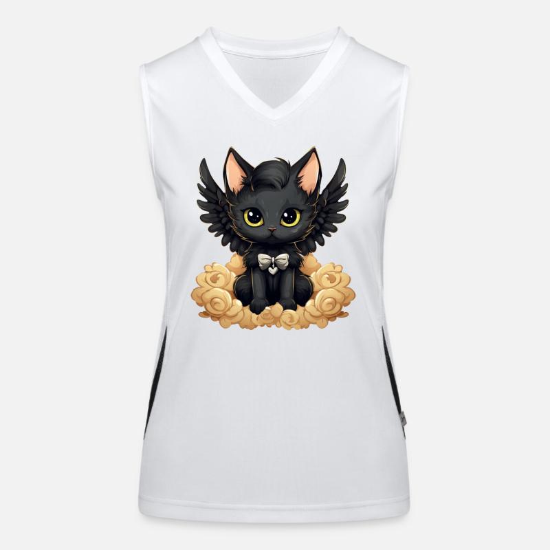 Dunkle Emo Gothic Engel Katze – Unverwechselbares Funktionelles Kontrast-Tank Top für Frauen