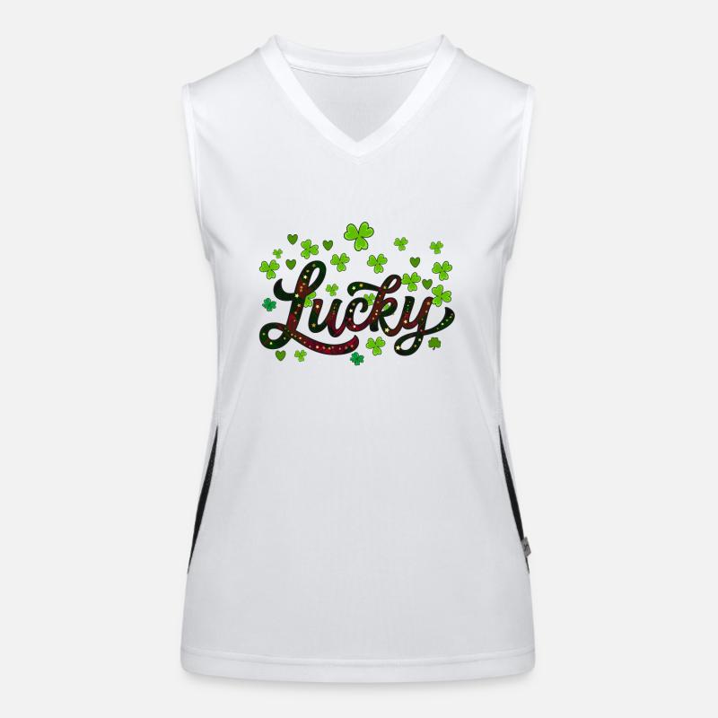 Lucky St Patricks Day, Leopard leaf clover Women's Functional Contrast Tank Top