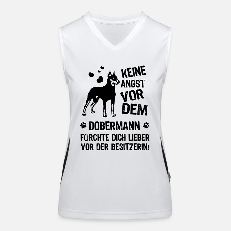 Keine Angst vor dem Dobermann Funktionelles Kontrast-Tank Top für Frauen