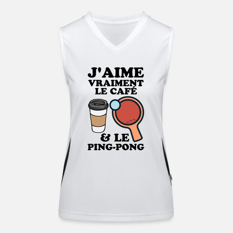 J aime le café et le ping pong 2 Débardeur respirant contrasté Femme