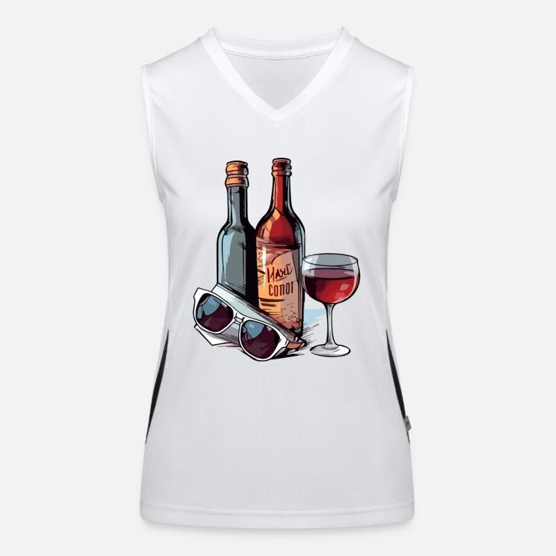 Bouteilles de vin et lunetttes Débardeur respirant contrasté Femme