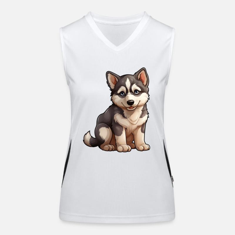 Kleiner silbener Husky Funktionelles Kontrast-Tank Top für Frauen