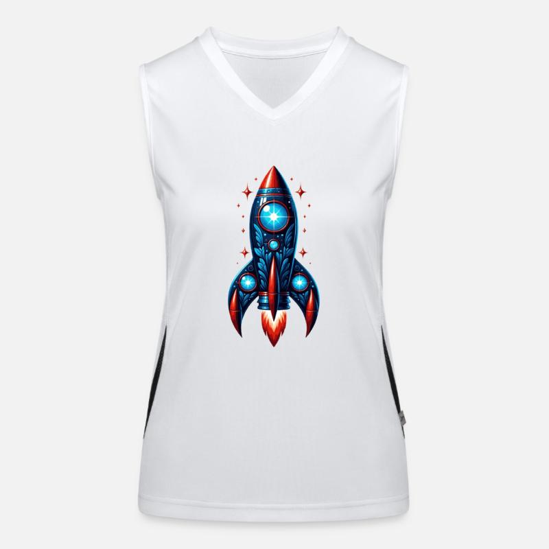 Rocket man in space Women's Functional Contrast Tank Top