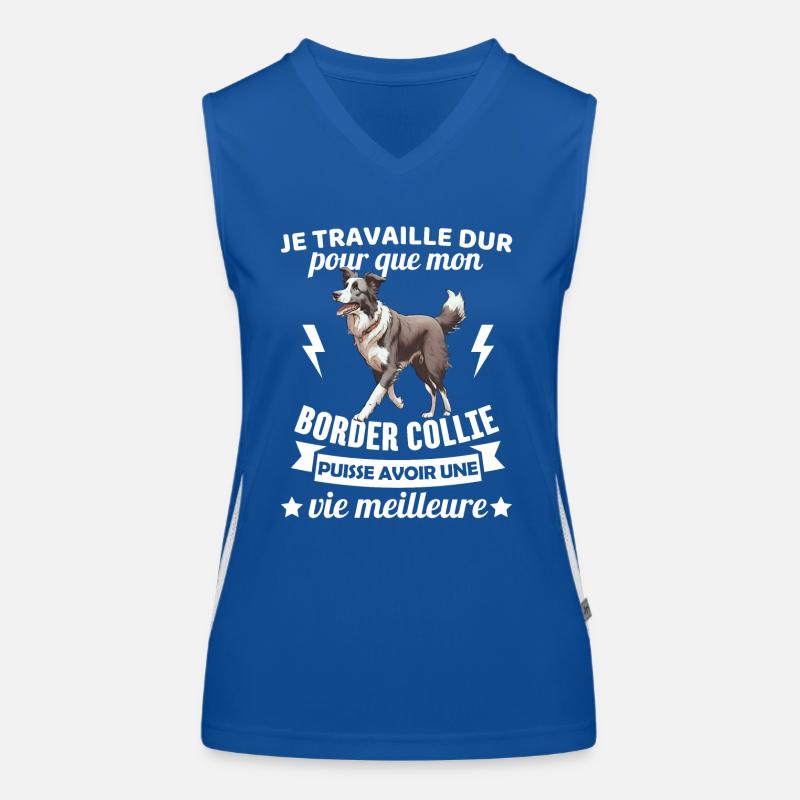 Humour border collie chien mignon 1 Débardeur respirant contrasté Femme