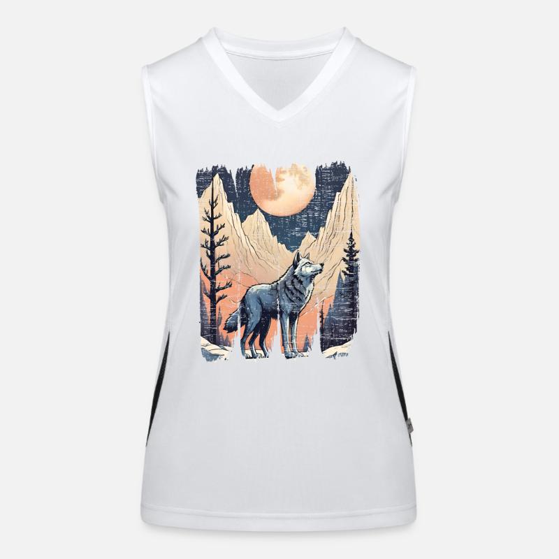 Wolfsberge Vollmondwald Funktionelles Kontrast-Tank Top für Frauen