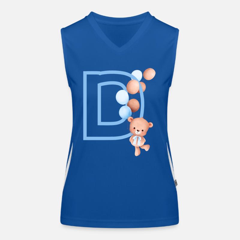 Blauer Buchstabe D Bär Funktionelles Kontrast-Tank Top für Frauen