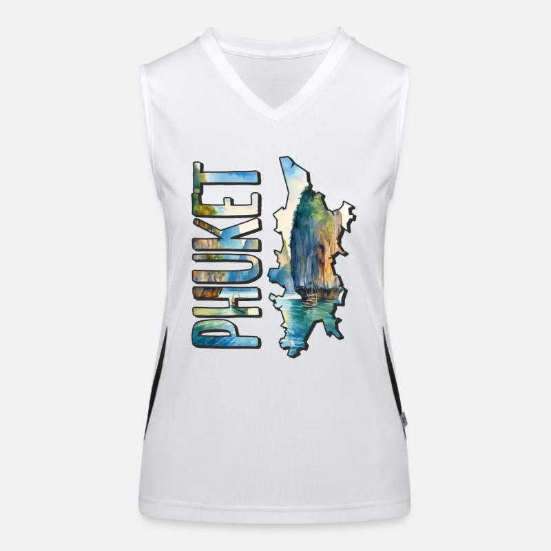 Watercolor Map Phuket Women's Functional Contrast Tank Top