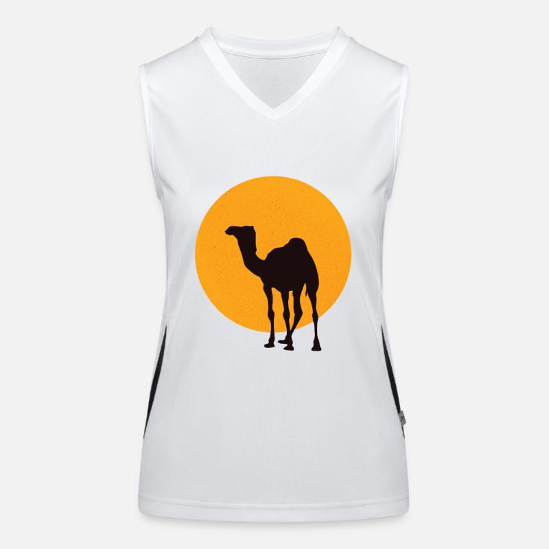 Dromedary camel silhouette Women's Functional Contrast Tank Top