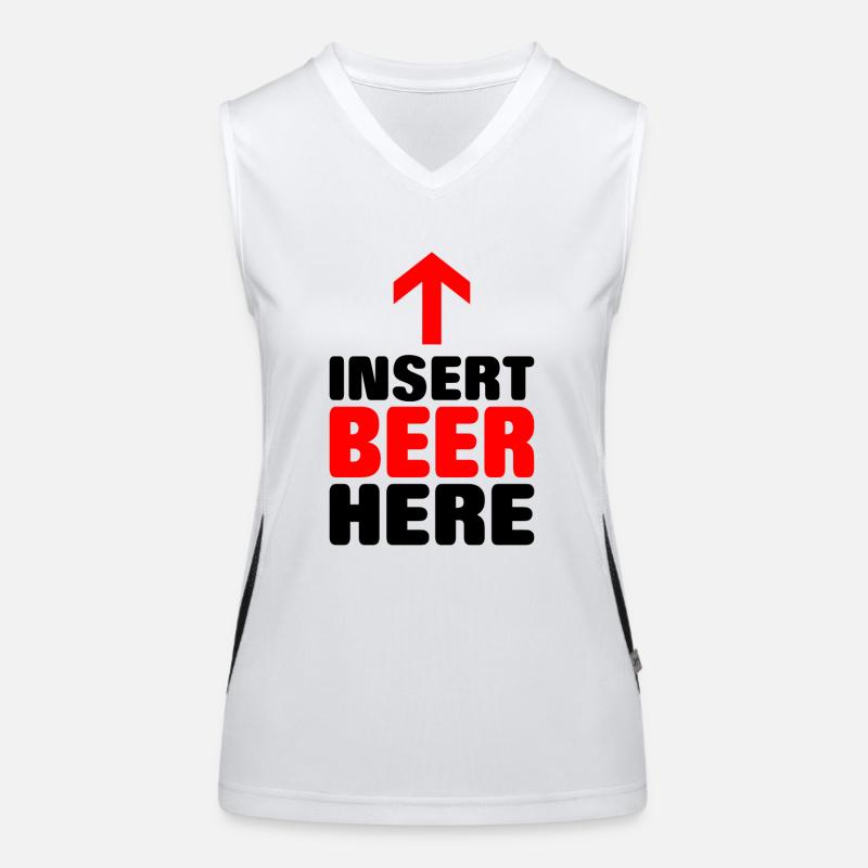 Insert beer here Lustiger Spruch als Geschenk Funktionelles Kontrast-Tank Top für Frauen