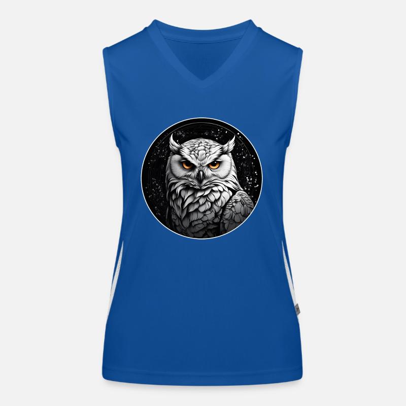 Schneeeulenportrait Schneeeule Eulengrafi Funktionelles Kontrast-Tank Top für Frauen