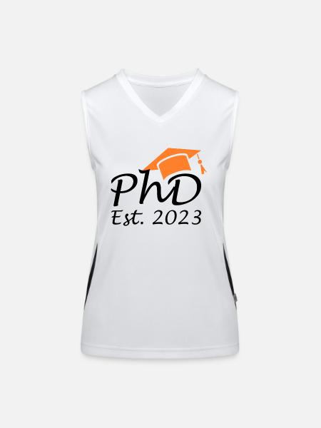 Abschluss Doktor PhD Est 2023 - Funktionelles Kontrast-Tank Top für Frauen - Weiß/Schwarz - Vorne