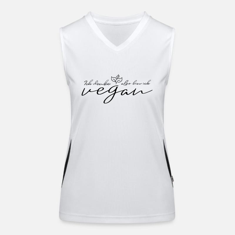Ich denke also bin ich vegan Funktionelles Kontrast-Tank Top für Frauen