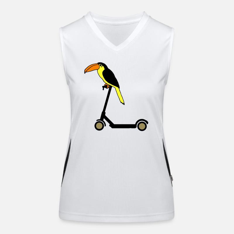 Tucan Rides E Scooter Bird of Paradise Women's Functional Contrast Tank Top