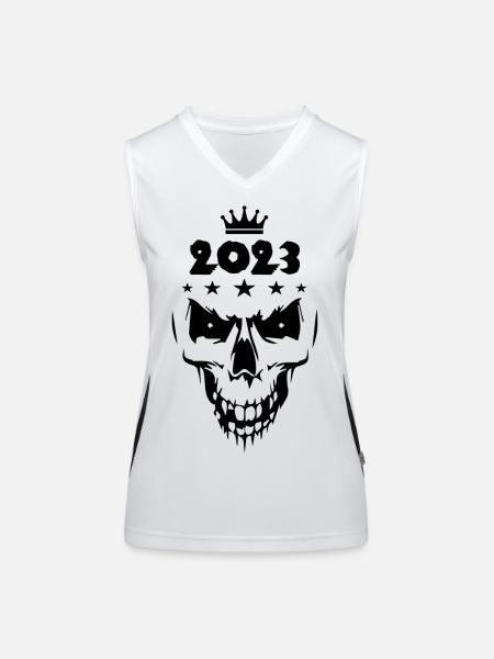2023 Skull - Women's Functional Contrast Tank Top - white/black - Front