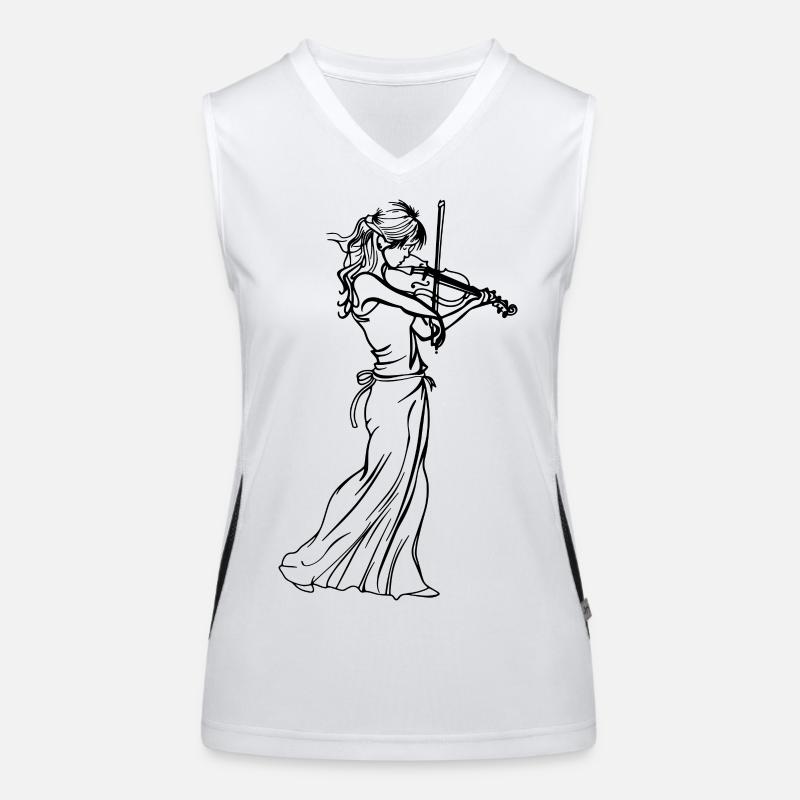 Geigenmädchen Skizze Funktionelles Kontrast-Tank Top für Frauen