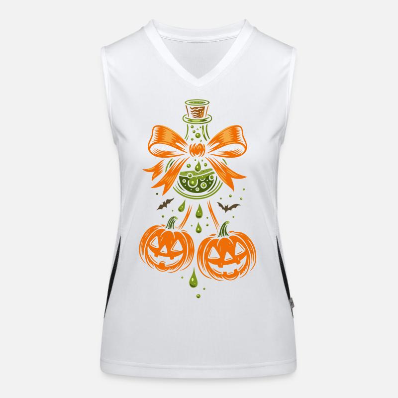 Halloween magic potion with pumpkins Women's Functional Contrast Tank Top