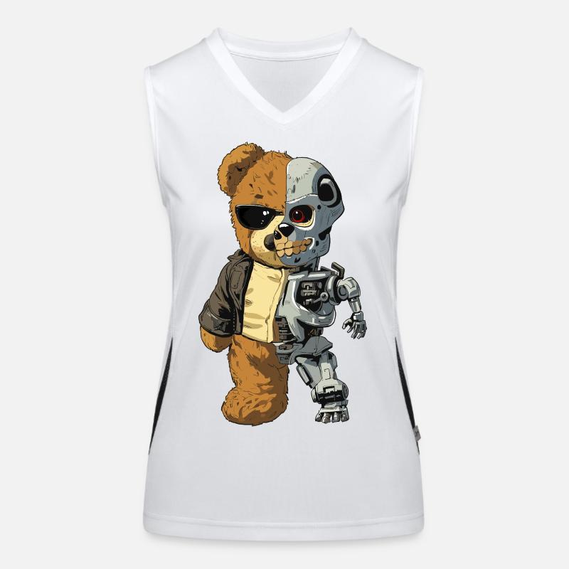 Bärenroboter Cyborg Funktionelles Kontrast-Tank Top für Frauen