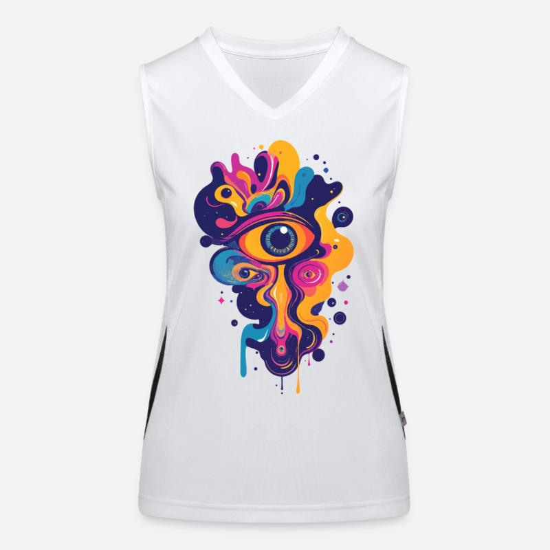 bunte psychedelische Kunst Grafik LSD Farbtropfen Funktionelles Kontrast-Tank Top für Frauen