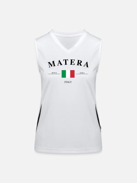 Matera Italy Coordinates Travel Souvenir - Women's Functional Contrast Tank Top - white/black - Front