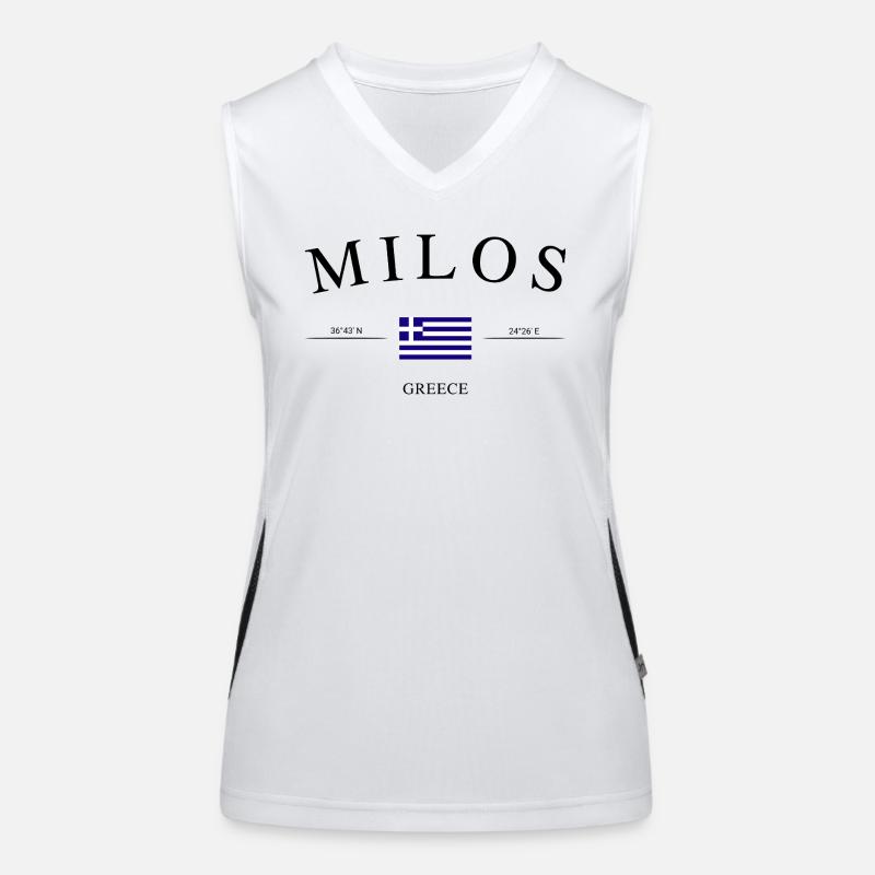 Milos, Grèce – Souvenir et cadeau de vacances Débardeur respirant contrasté Femme