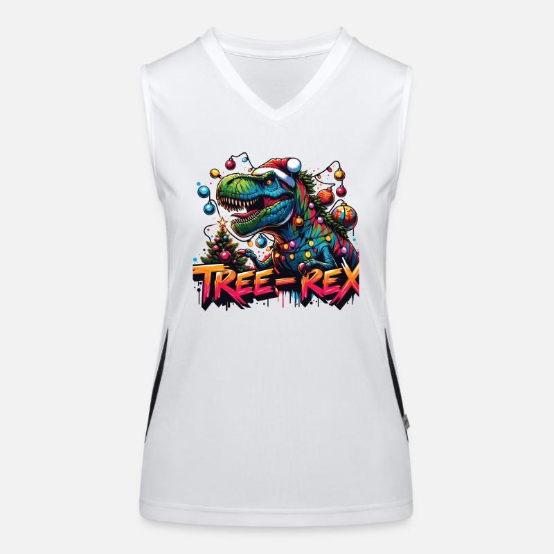 Tree Rex Decorated Dino Rocks Christmas Women's Functional Contrast Tank Top