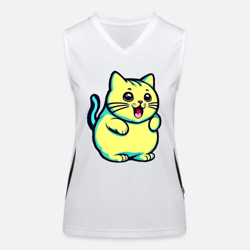 Niedliche gelbe Katze Funktionelles Kontrast-Tank Top für Frauen