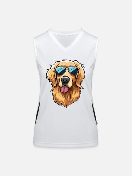 Golden Retriever Dog the Explorer - Women's Functional Contrast Tank Top - white/black - Front