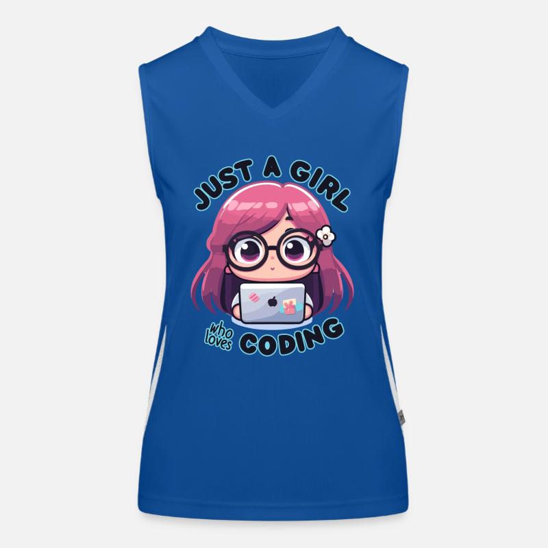 JUST A GIRL WHO LOVES CODING Women's Functional Contrast Tank Top