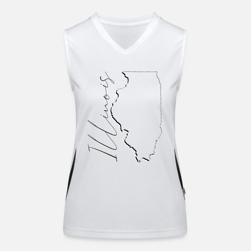 Illinois (United States) | Map | Shadow Script Women's Functional Contrast Tank Top