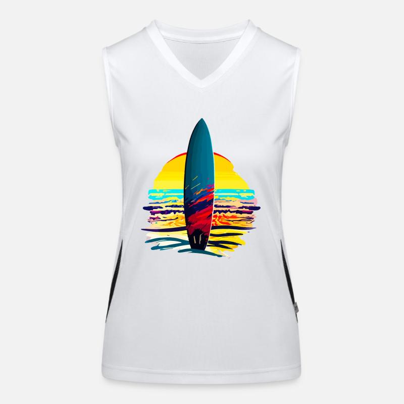 Surfboard with sunset Women's Functional Contrast Tank Top