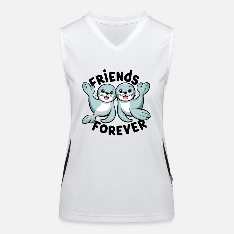 Two Funny Seal Friends Forever Women's Functional Contrast Tank Top