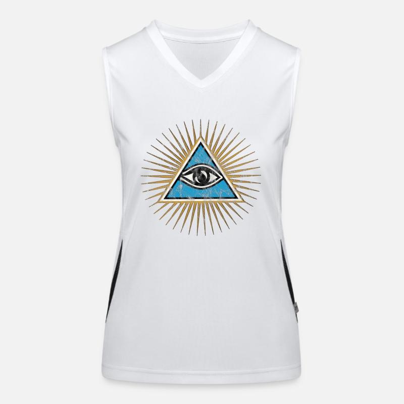 Yeux omniprésents, Triangle, Pyramide, Vintage, Dieu Débardeur respirant contrasté Femme