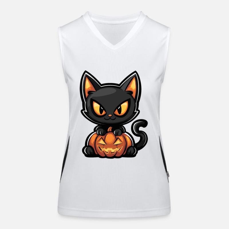 Chat Halloween Chat Débardeur respirant contrasté Femme