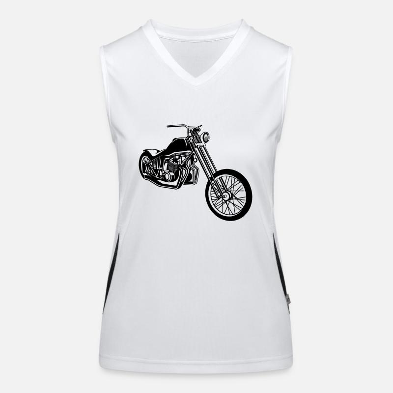 Chopper / Bobber Motorcycle 01_black Women's Functional Contrast Tank Top