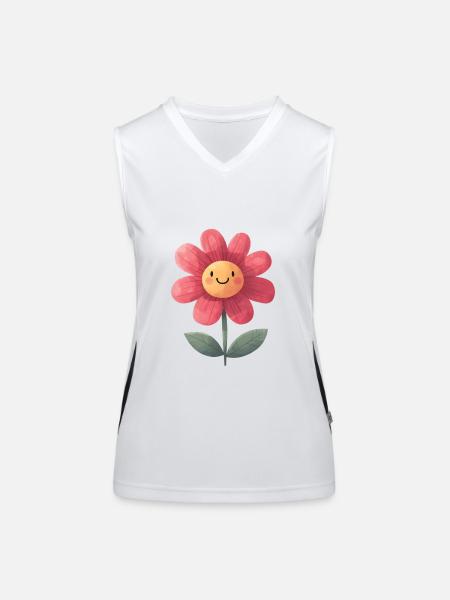 Conception de dessin animé de fleur drôle – Happy Blossom - Débardeur respirant contrasté Femme - blanc/noir - Devant