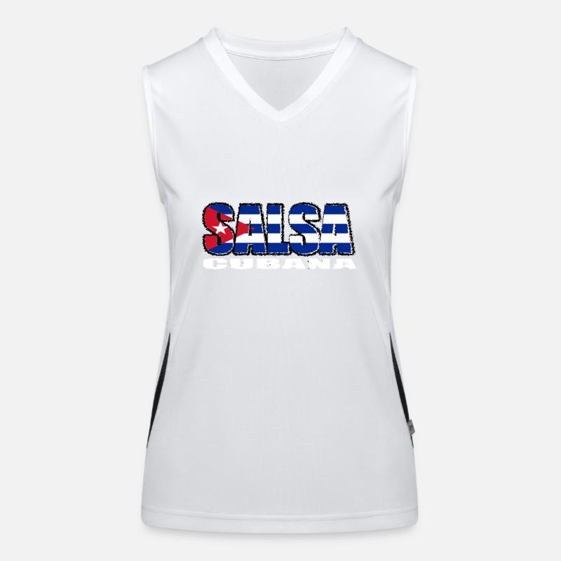 Salsa cubana avec le drapeau de Cuba Débardeur respirant contrasté Femme