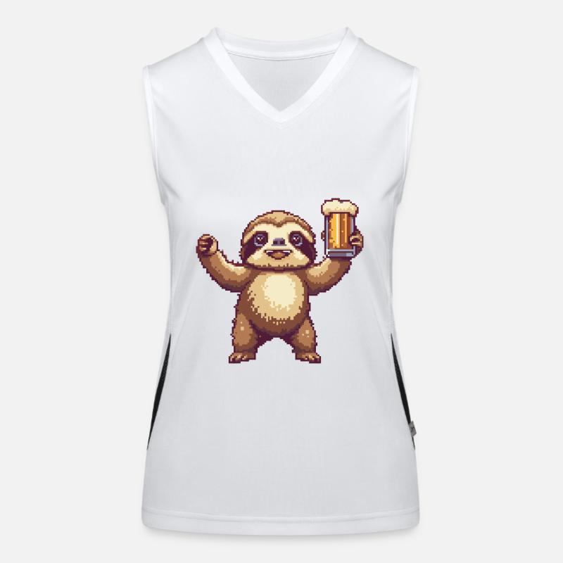 Faultier Pixel Bier Funktionelles Kontrast-Tank Top für Frauen