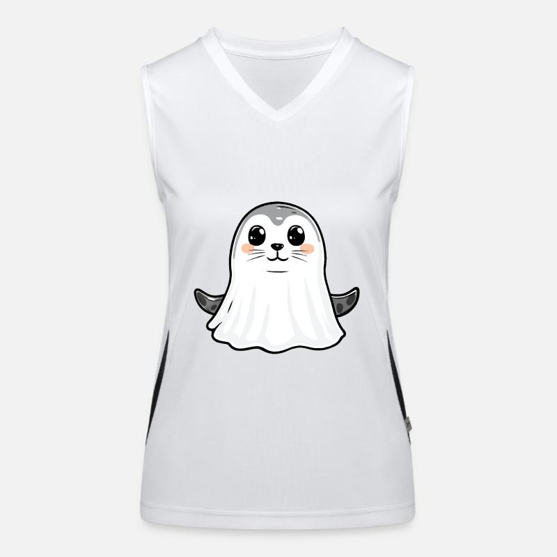 Robbe Tier Halloween Comic Geist Funktionelles Kontrast-Tank Top für Frauen
