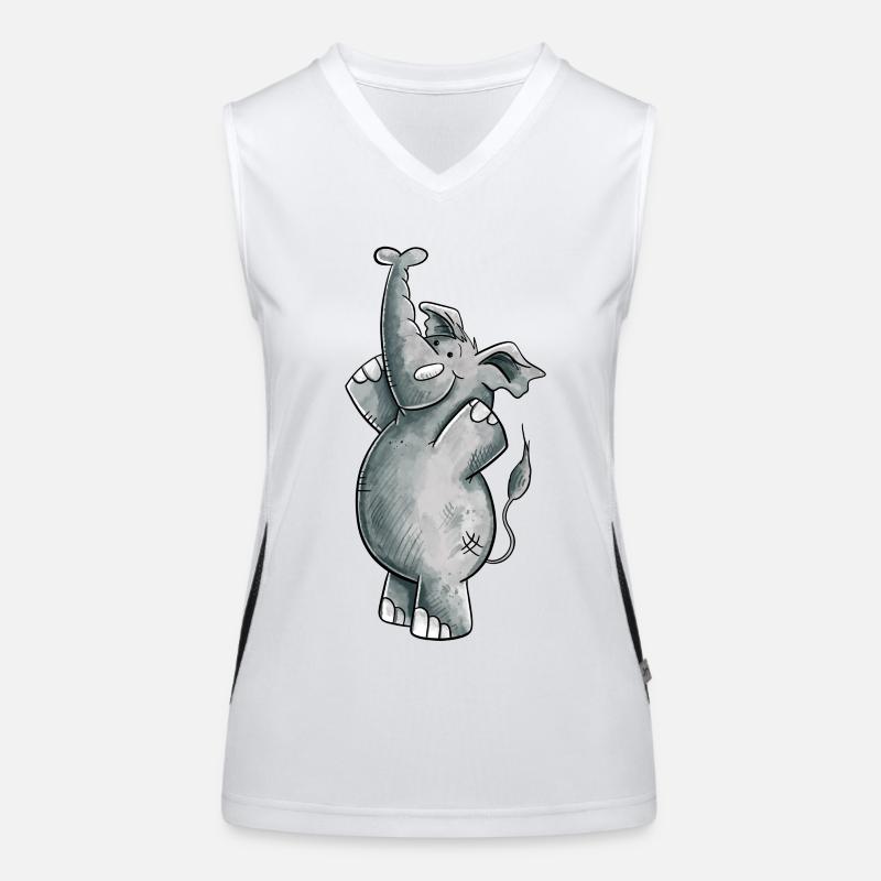 Happy Elefant I Fun Wildtier Design I Piétinement Débardeur respirant contrasté Femme