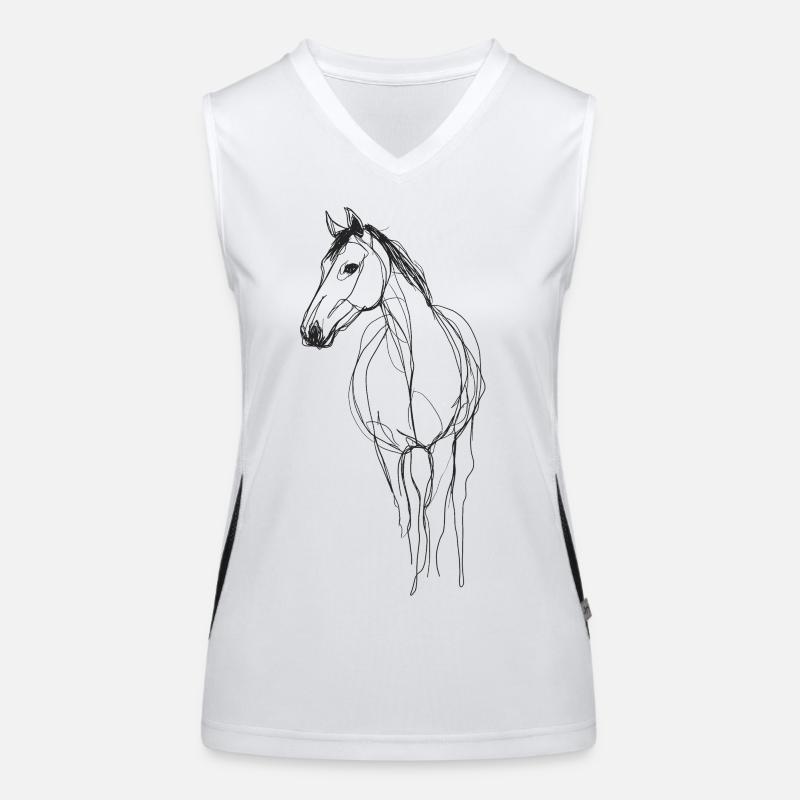 Line Art Pferd Funktionelles Kontrast-Tank Top für Frauen