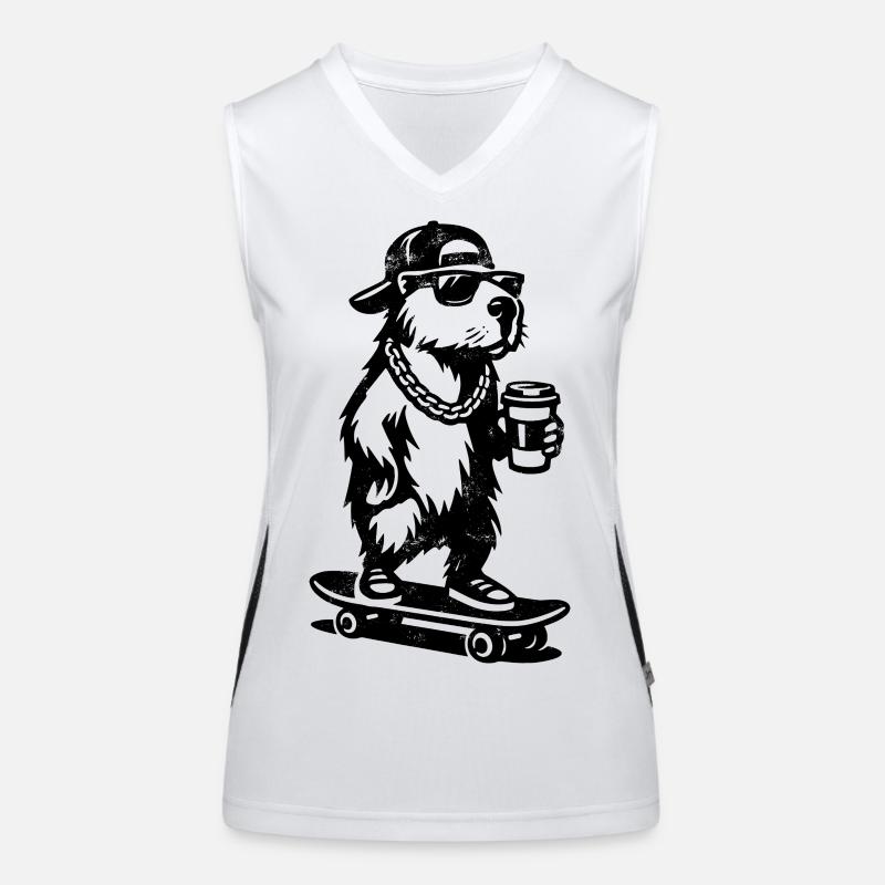 Capy to go | Capybara Skateboard | Kaffee Funktionelles Kontrast-Tank Top für Frauen