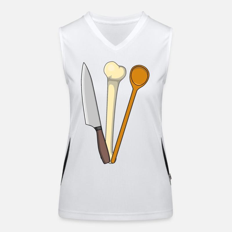 Fleisch Küche Kochlöffel Knochen Küchenmesser Funktionelles Kontrast-Tank Top für Frauen