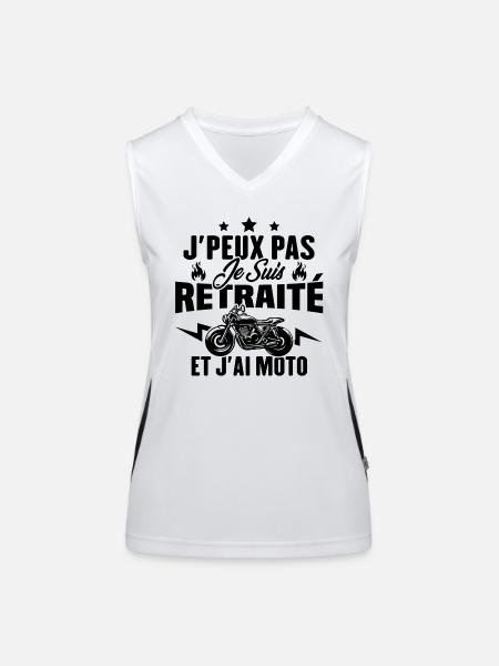 Cadeau J'peux pas je suis retraité et j'ai moto - Débardeur respirant contrasté Femme - blanc/noir - Devant